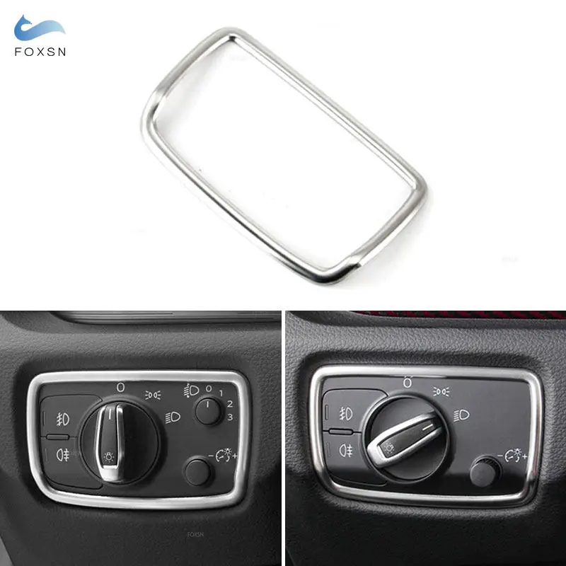 Stainless Steel Silver Car Headlight Lamp Switch Buttons Frame Cover Trim For Audi A3 8V 2013 2014 2015-2019 Auto Decoration