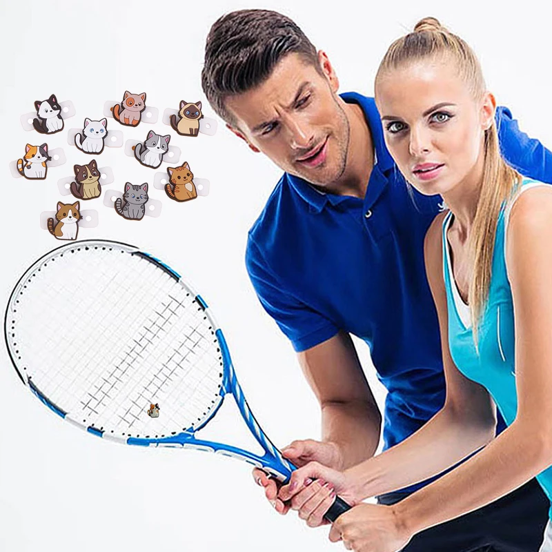 

【Happy】1/6Pcs Cute Cartoon Various Cat Tennis Racket Damper Silicone Shock Absorber To Reduce Tenis Racquet Vibration Dampeners