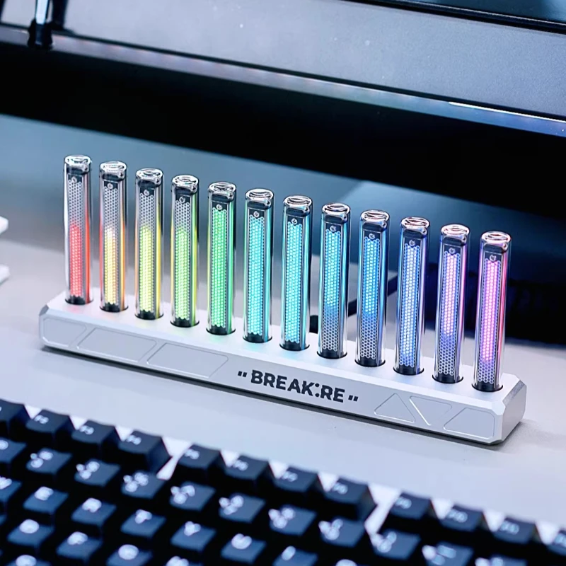 Aluminium RGB Sound Pick Up Light Bedroom Study Desktop Mood Lights Musical Rhythm Colorful Ambient Lamp Indoor Lighting Lamps