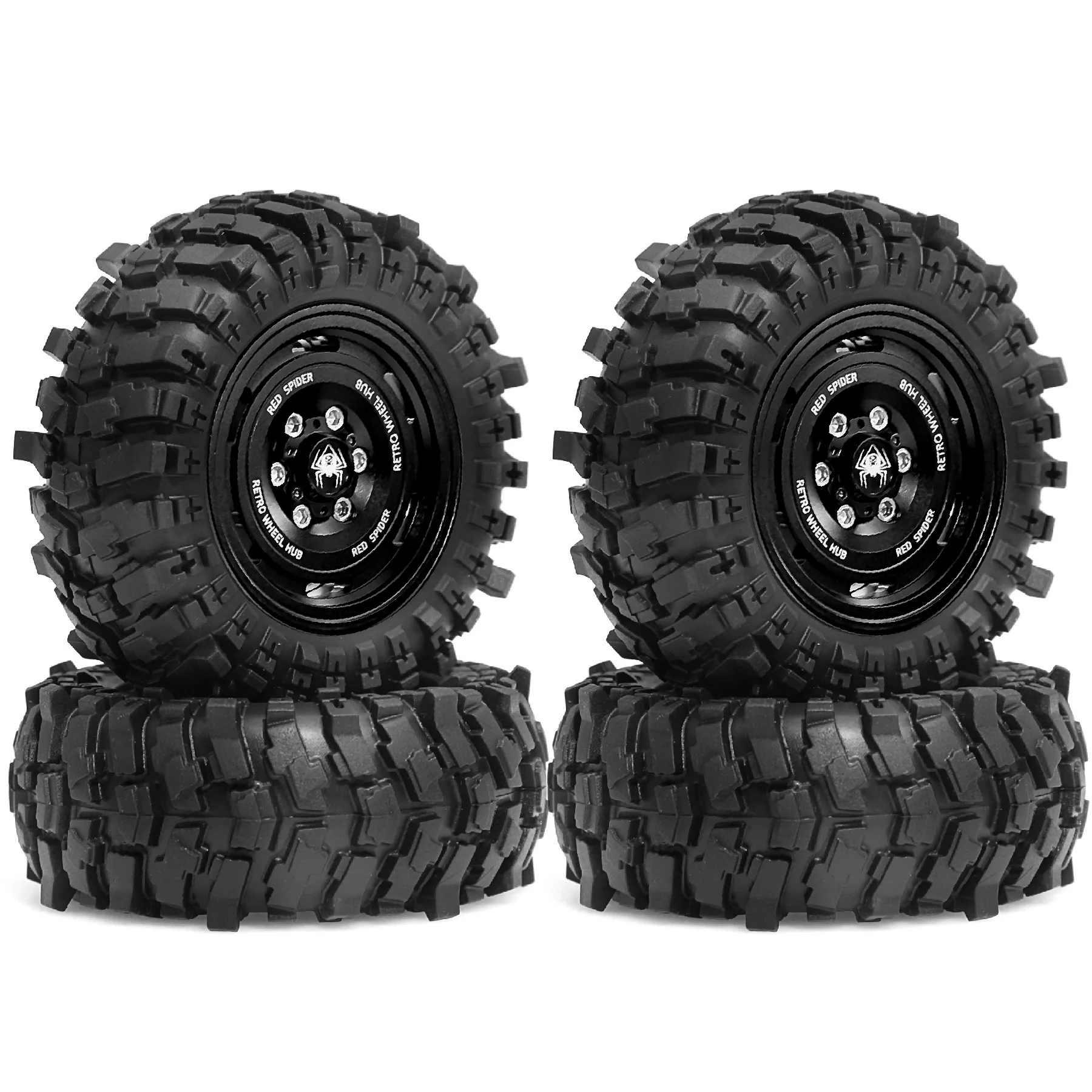 

4Pcs Soft 1.9 Inch Beadlock Wheels Tires Set for 1/12 RC Crawler MJX H12Y+ MN-128 MN82S LC79 Upgrade Parts