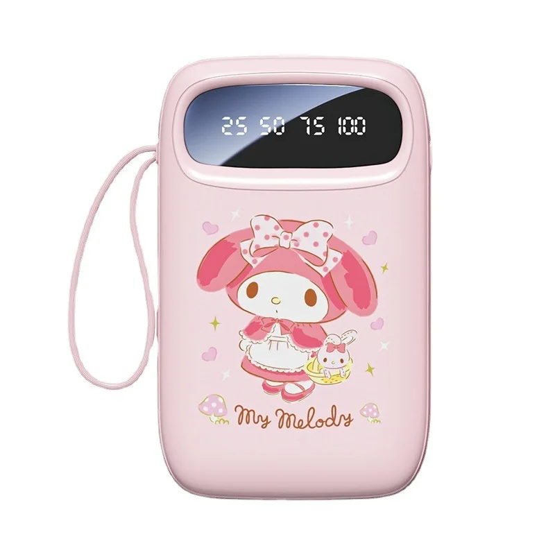 New Sanrio Power Bank 10000mah Fast Charging Large Capacity Built-In Cable Ultra-Thin Portable Can Illuminable Power Bank Gift