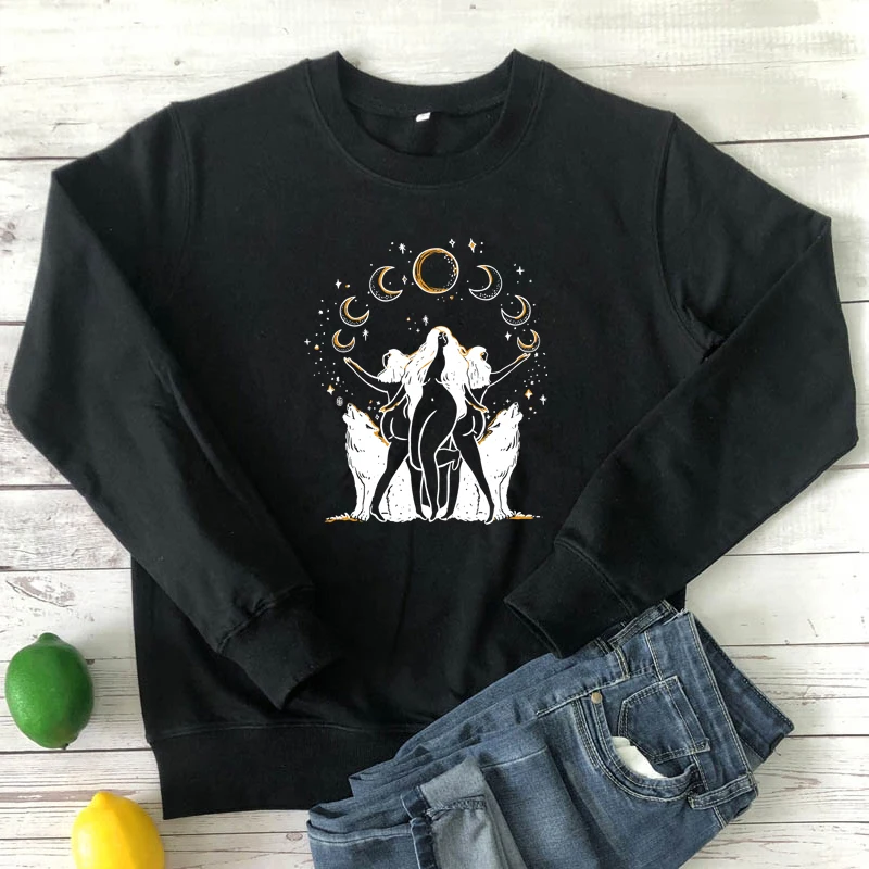 

vintage dancing witches moon phases Sweatshirt Mystical witchy woman jumper pullovers