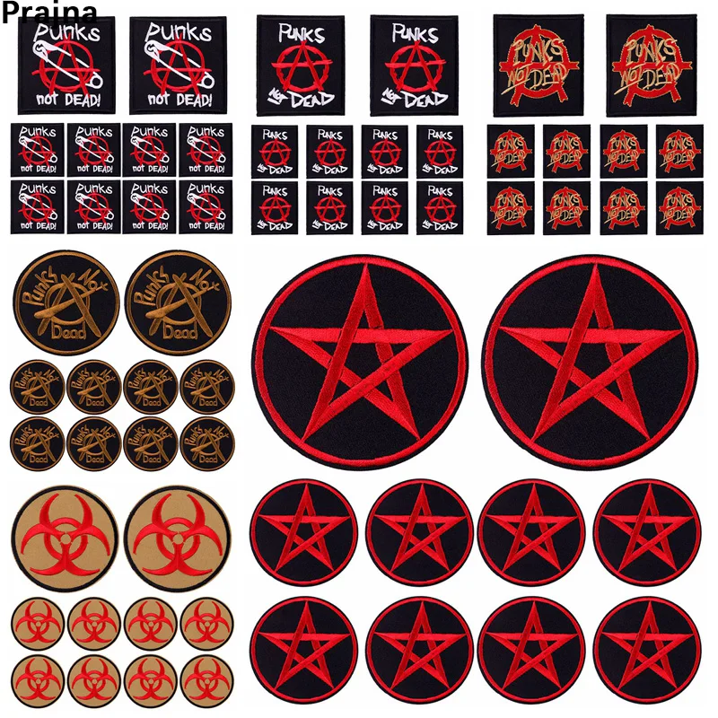 10PCS/lots Punk Rock Patch Nuclear Biochemical Embroidered Patches For Clothing Thermoadhesive Patches On Clothes Punk Badges DI