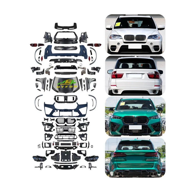For BMWs X5 E70 2008-2013 Upgrade to 2024 G05 F95Lci X5M Body Kits Bumpers Lasers Headlights Fenders Older to Newer Models