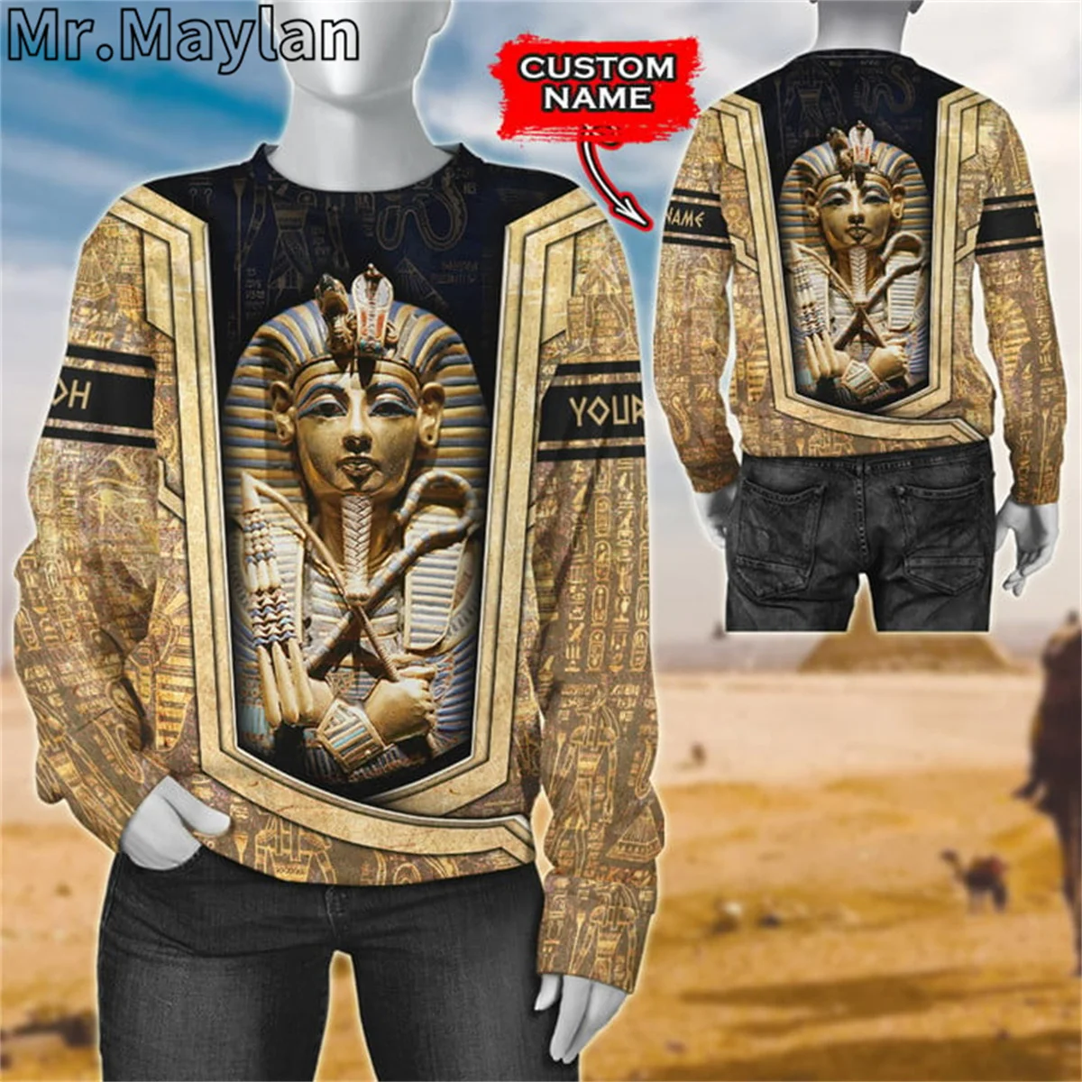 PHARAOH ANCIENT EGYPT EMPIRE TRAPEZOID CUSTOMIZED 3D Unisex Hoodie Men Sweatshirt Street Zip Pullover Casual Jacket Tracksuits