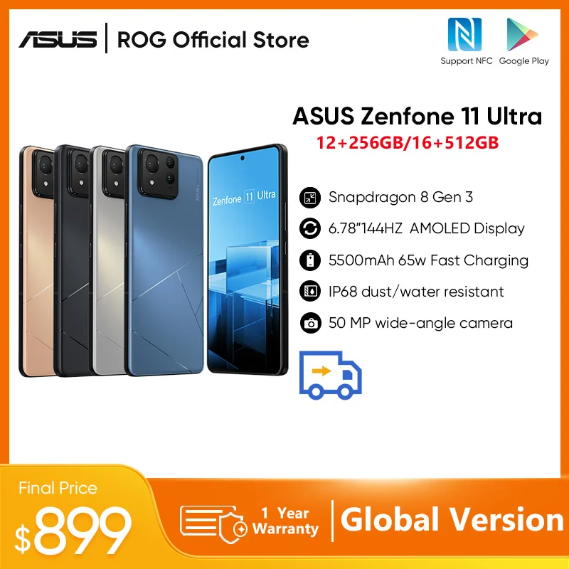 ASUS Zenfone 11 Ultra Versión Global, Teléfono Inteligente, Snapdragon 8 Gen 3, 5G, 6,78 \