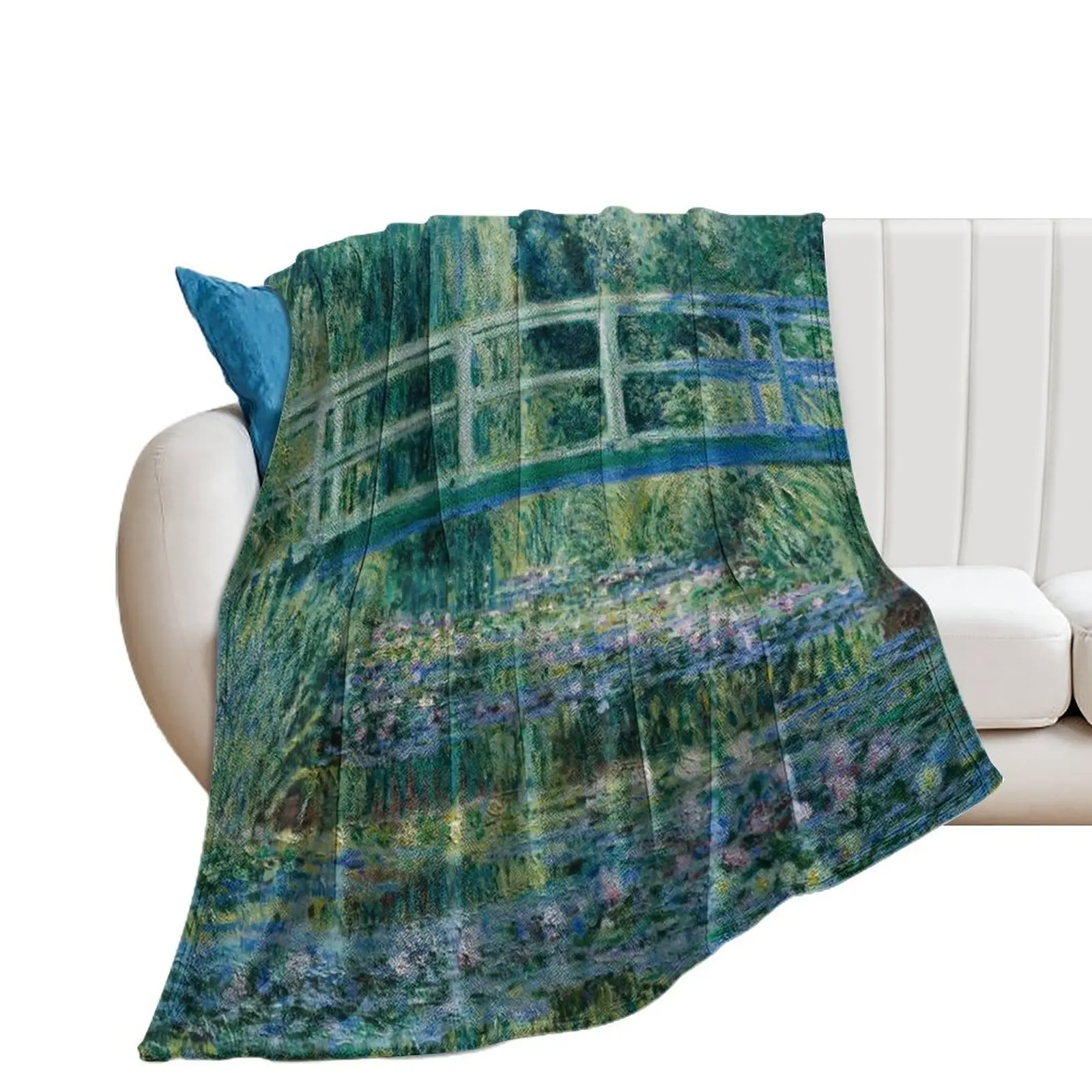 Claude Monet - Water Lilies and Japanese Bridge Throw Blanket Custom Personalized Gift Blankets