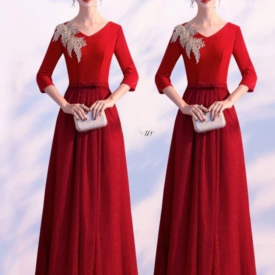 Ele Long Slimming Adult Women's Chorus Performance Dr 2025 Royal Stage Costume Chinese Traditional Ethnic Fem Gown