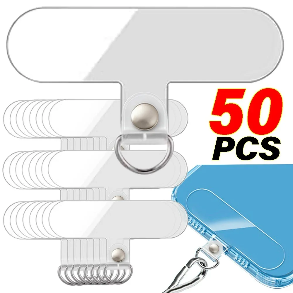 1-50Pcs Transparent Universal Detachable Phone Lanyard Clips Card Wrist Cord Straps Patchs Tether Tabsfor Samsung Iphone Huawei