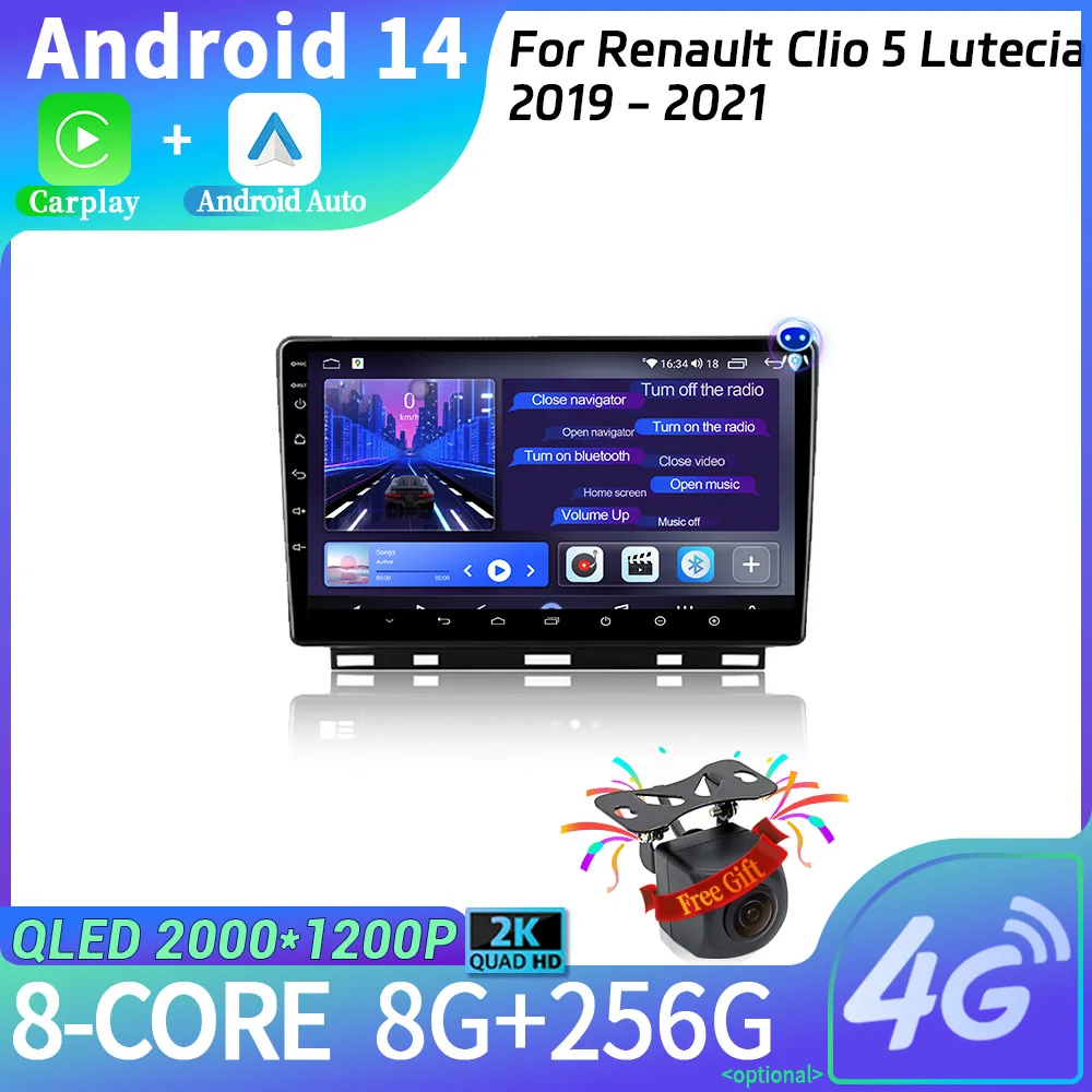 

Android 14 Multimedia Navigation Wireless Carplay Stereo Head Unit Screen Car Radio For Renault Clio 5 Lutecia 2019 - 2021