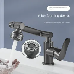 Bathroom Faucet 1080 Rotation Kitchen Sink Faucet Stainless Steel Hot and Cold Water Faucet with 2 Modes Water Tap Silver/Black