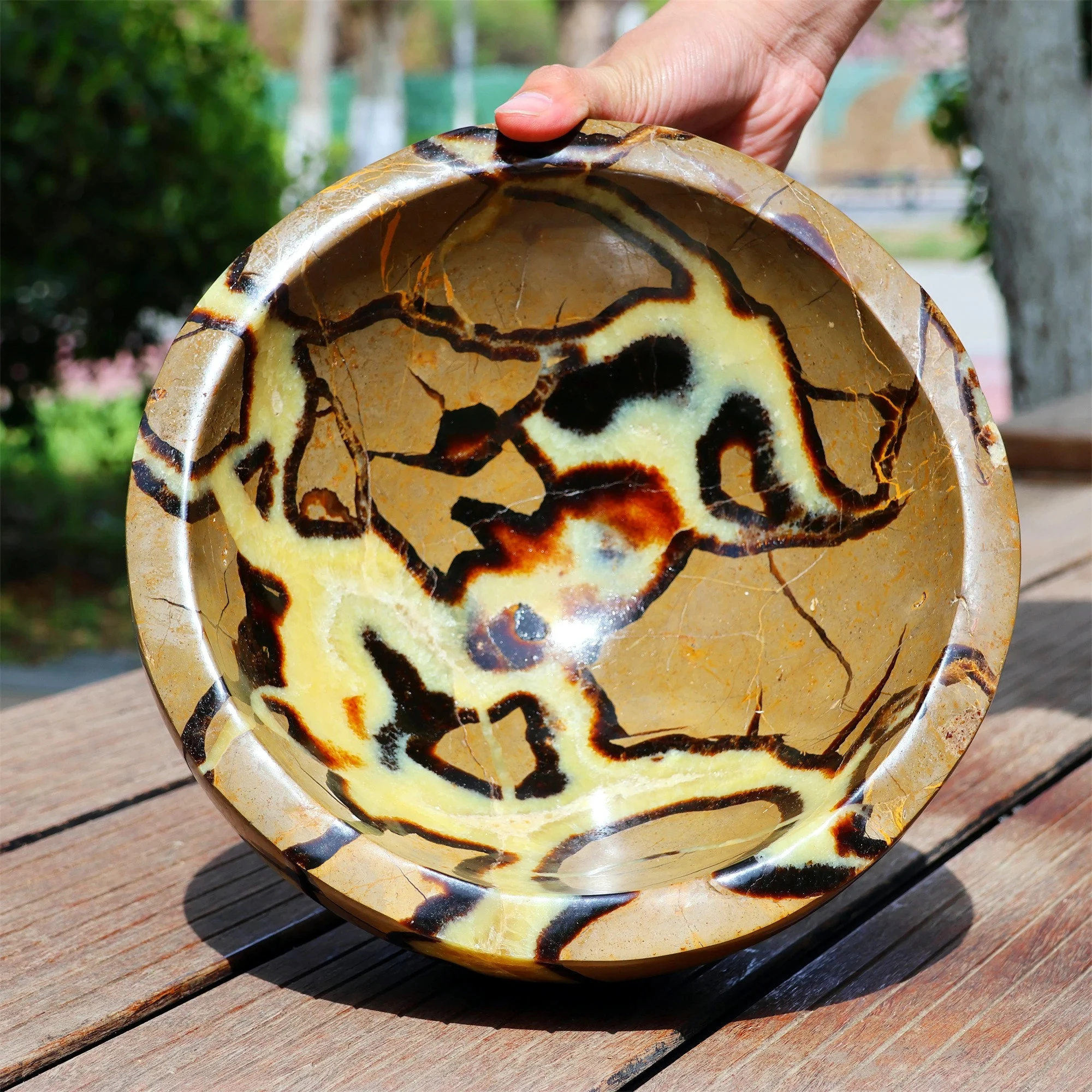 1Pc Septarian Large Bowl Polished Natural Stone, Perfect for Home & Office Decor, Ideal Gift for Christmas, Mother's Day