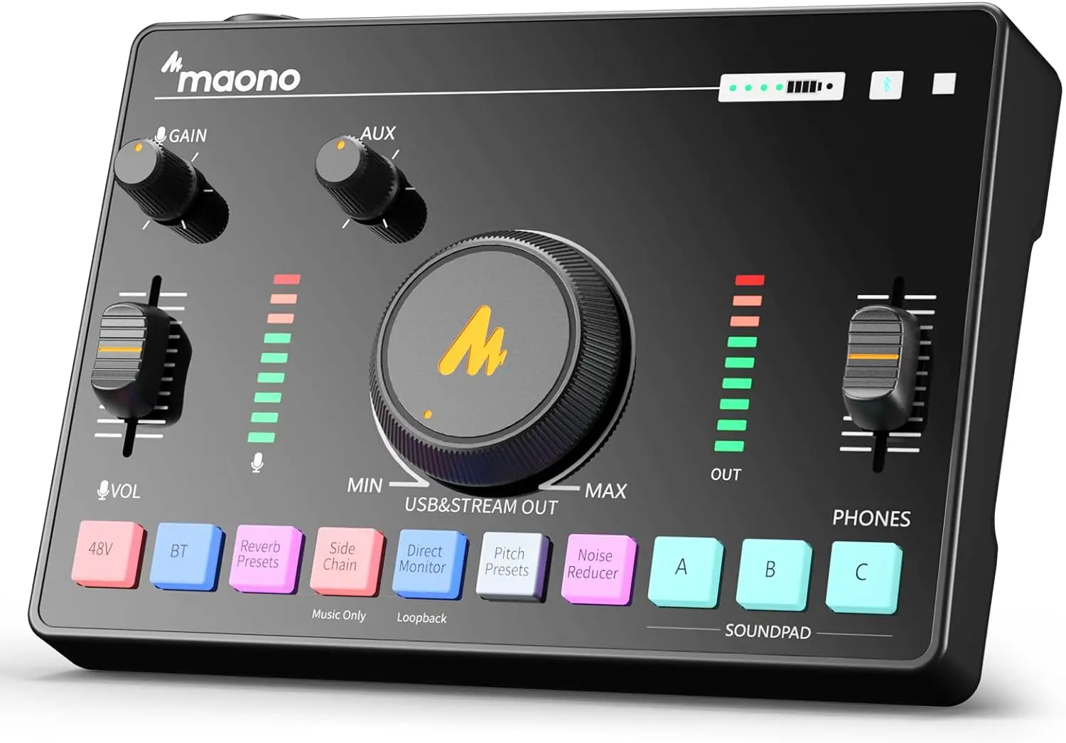 Maono AMC2 Neo Professionele Geluidskaart Audio Interface Mixer Met 48V Fantoomvoeding Voor Smartphone, PC, Live Streaming, Opname