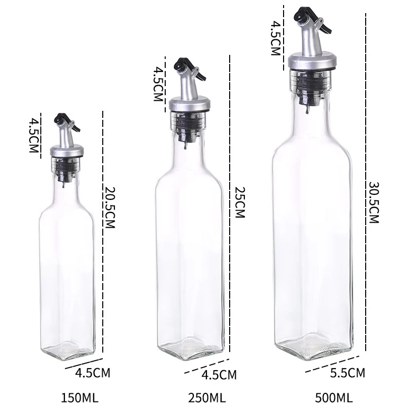 Bouteille d'huile d'olive en plastique transparent, étanche, assaisonnement de cuisine, soja, aiss, vinaigre, type de presse, Cruet ć, 150 ml, 250 ml, 500ml