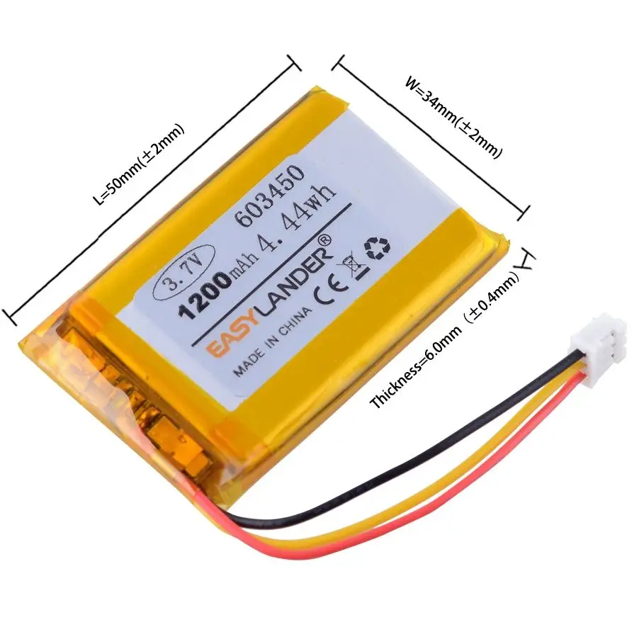JST2.0mm 3Pin 403450 3.7V 700mAh Lithium Lipo Li-ion Polymer Battery 303450 503450 603450 703450 803450 903450 103450 123450