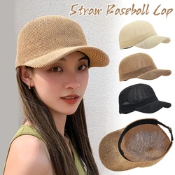 Casual Sun Hats New Unisex Straw Hat Woman Outdoor Sunscreen Summer Baseball Cap Adjustable Fashion Solid Color Anti-UV Cap Gift