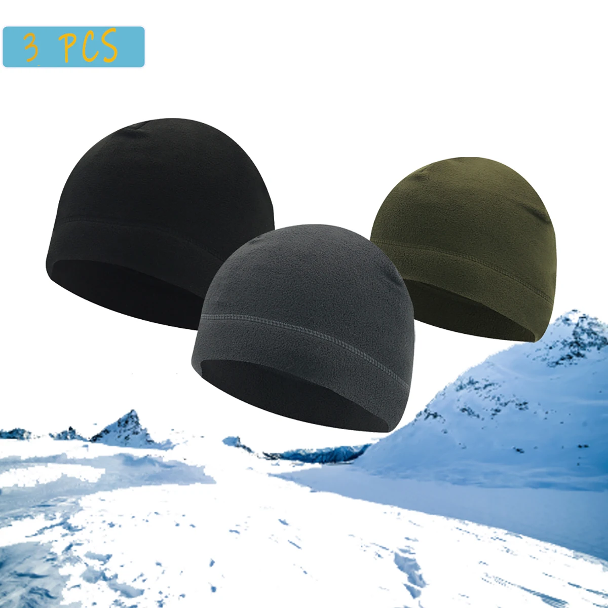 Winter Warm Headshion Skull Caps For Men Women,3Pc Lightweight  Beanie Sleep Hats Breathable Helmet Liner,Multi-Season Watch CaP