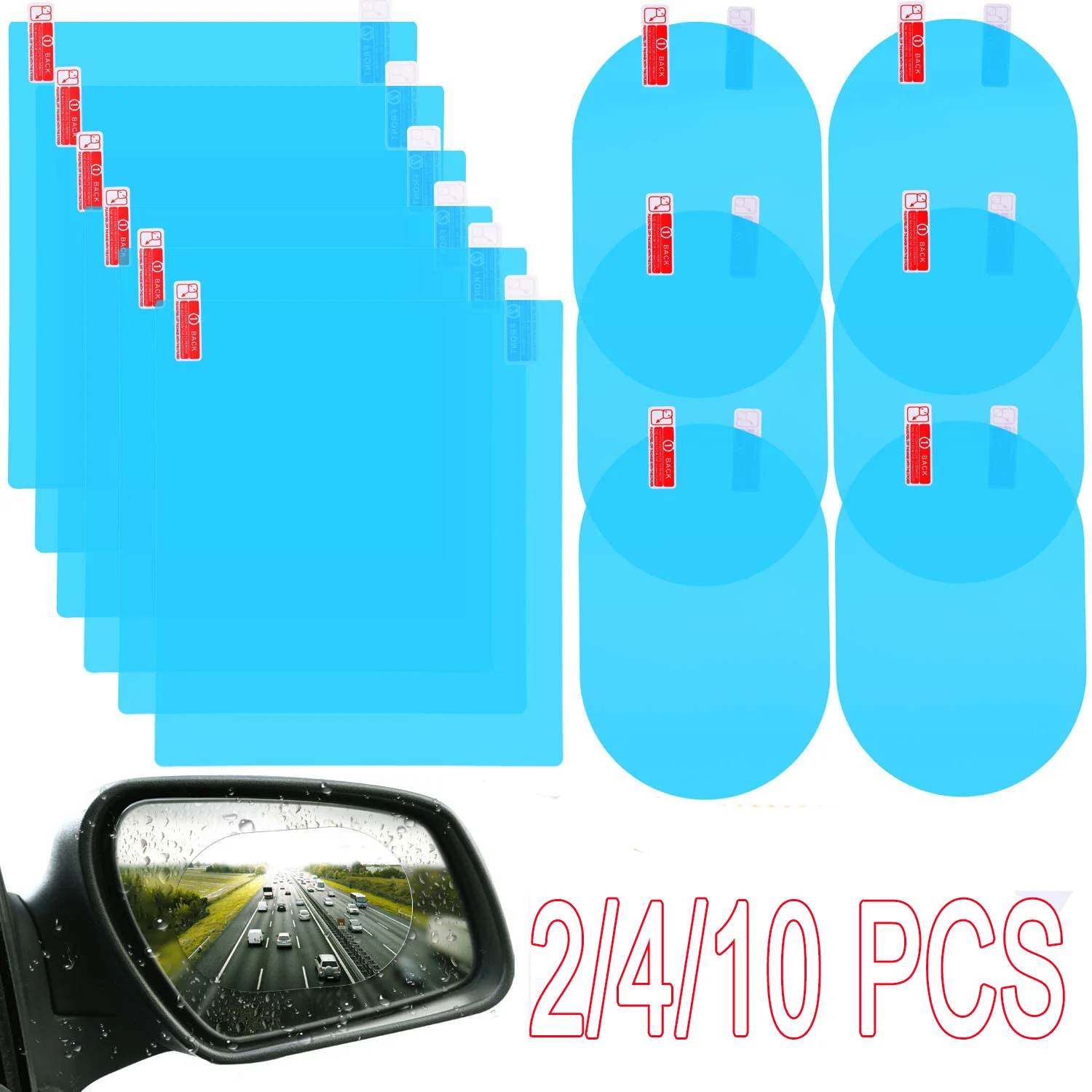 10PCS Car Rearview Mirror Protective Film Anti Fog Window Clear Rainproof Rear View Mirror Protective Soft Film Auto Accessories