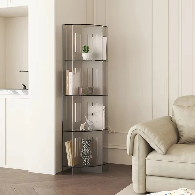 Acrylic modern corner storage bookshelf floor-to-ceiling living room furniture four-layer multi-layer triangular wall-mounted