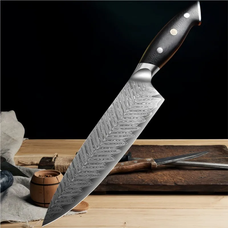 Damascus Chef Knife AUS-10 Steel 67-layer Vg10 Sharp Slicing Meat Knife Home Cooking Tools Fish Meat Cutting Cleaver Tool