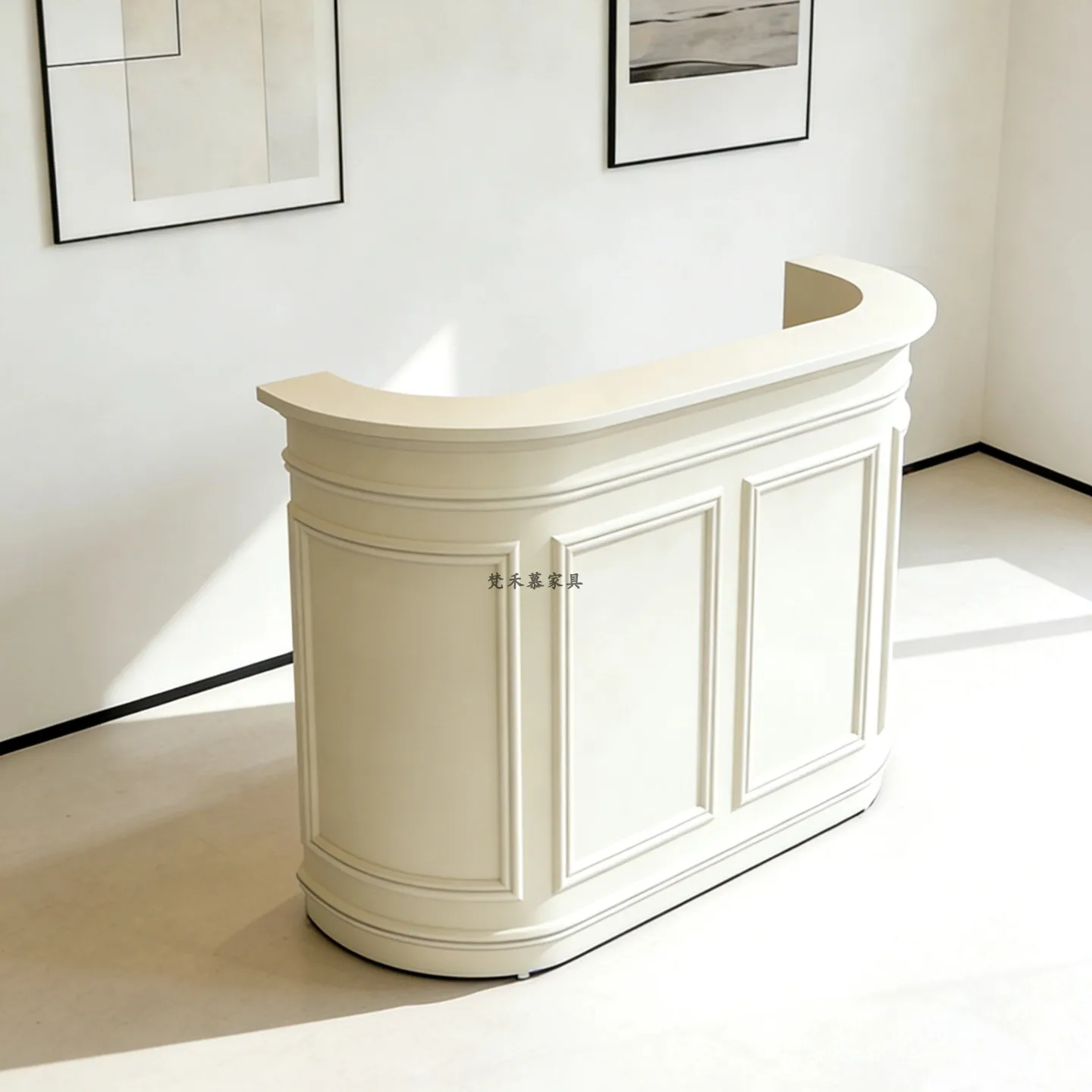 For Retro Painted Cashier Counter & Reception Desk, Curved Front Table for Clothing Boutique & Cake Shop