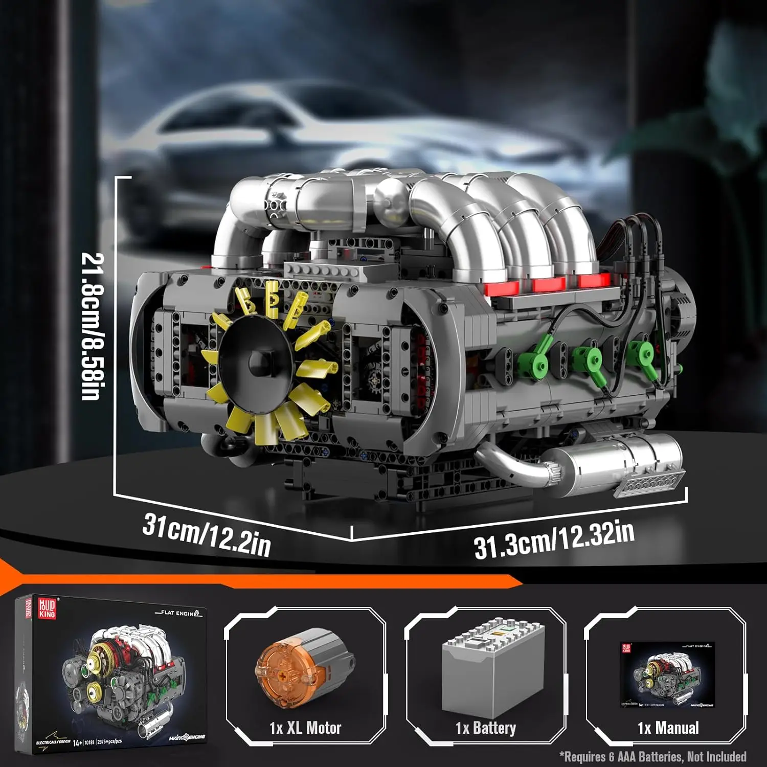 ボクサーモデルエンジン組み立てキット - 車ミニエンジン組み立てキットバッテリー/モーター10181ブロックセット - 大人向けSTEMおもちゃギフト