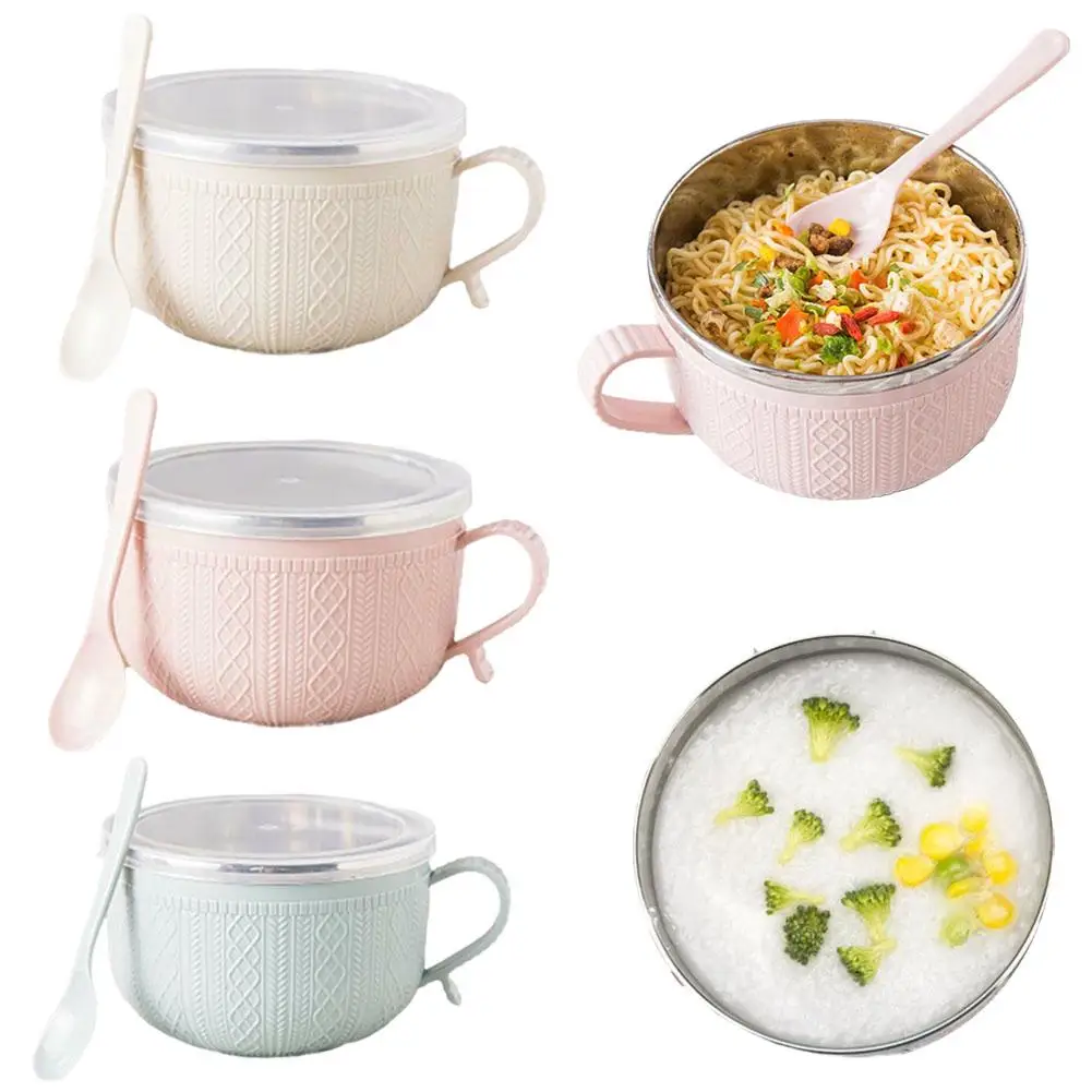 Double Layer Insulated Instant Noodle Bowl With Stainless Steel Lid Heat-resistant And Insulated Rice Bowl And Preservation Box