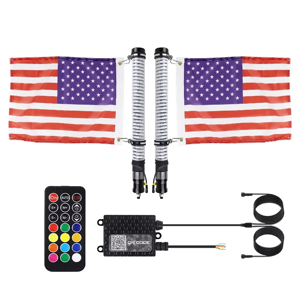 

For 2017-2025 Can-am Maverick X3 MAX UTV 2ft RGB LED Spiral Whip Light Antenna Waterproof Plug N Play 2Inch Fat COB Whip Lights