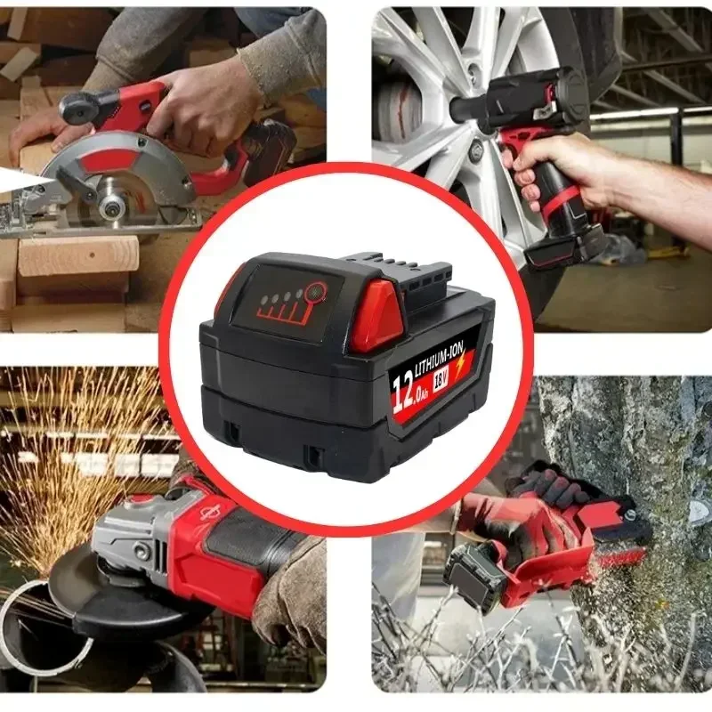 For Milwaukee M18 Battery 18V 6.0Ah 9.0Ah 12.0Ah Li-Ion Replacement 48-11-1815 M18B2 M18B4 M18BX L50 Cordless Power Tools