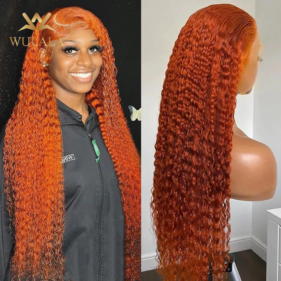 

13x6 Ginger Orange Lace Frontal Wig 13x4 Water Wave Lace Front Human Hair Wigs 30 40 Inch Brazilian Preplucked Curly Hd Lace Wig