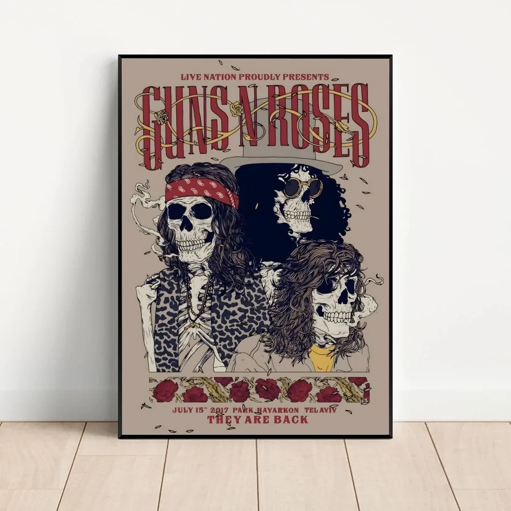 Vintage Rock Music Band G-Guns-N-Roses Posters Kraft Paper Vintage Poster Wall Art Painting Study Aesthetic Art Wall Stickers