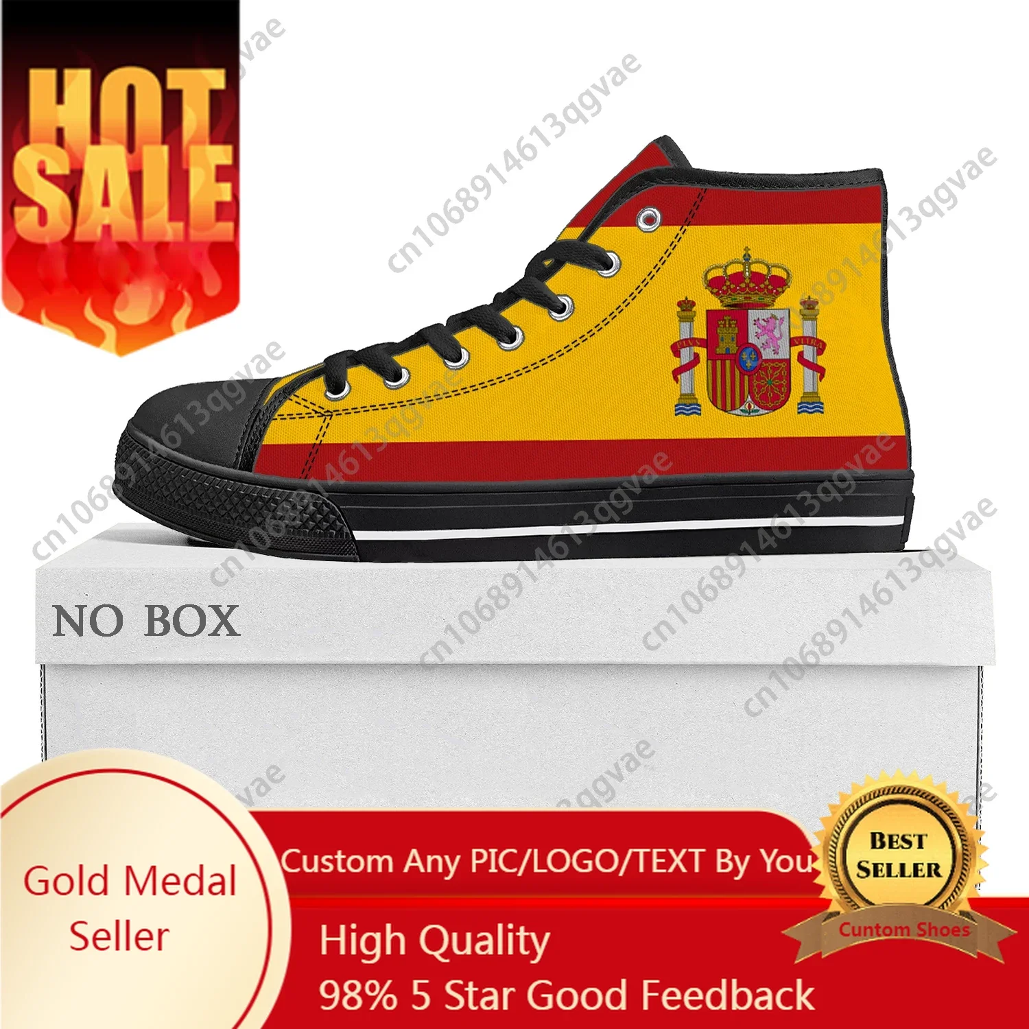 

Spanish Flag High Top High Quality Sneakers Mens Womens Teenager Canvas Sneaker Spain Casual Couple Shoes Custom Shoe