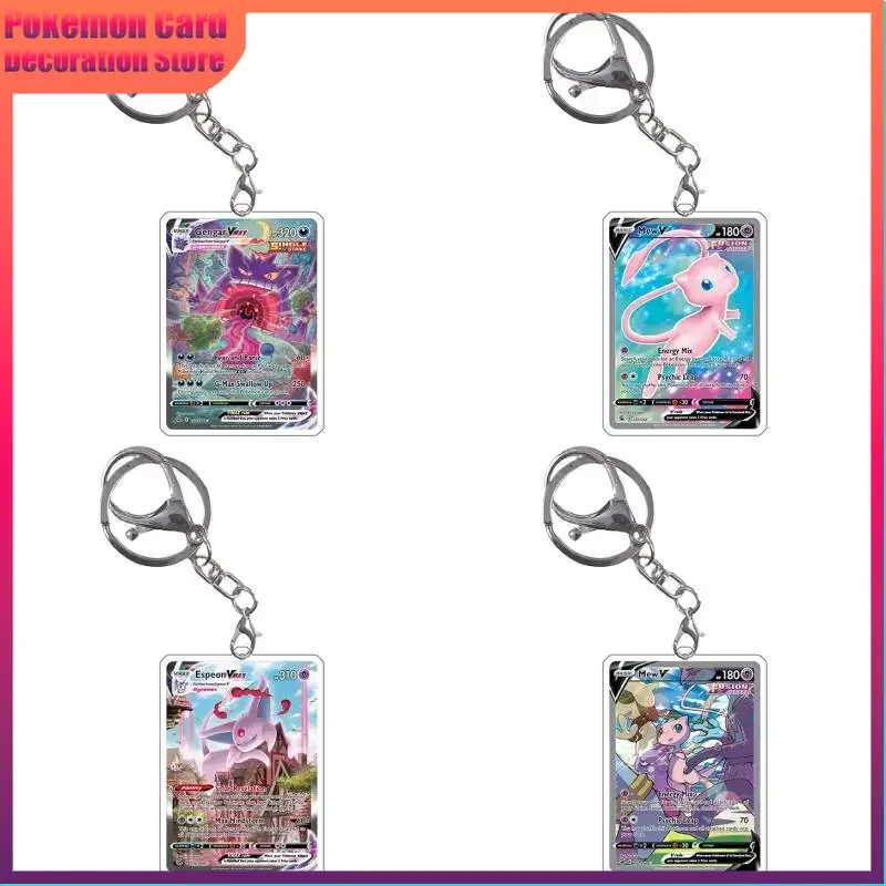 

Pokemon Gift Keychain Card Style Trainer Lilligant Arceus Sylveon Espeon Anime Characters Self Made Acrylic Pendant Decoration