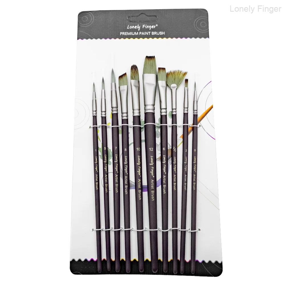 10pcs Professional Paint Brush Set – Synthetic Nylon Brushes for Acrylic, Oil, Watercolor, Gouache – No Shedding, Artist Gifts A