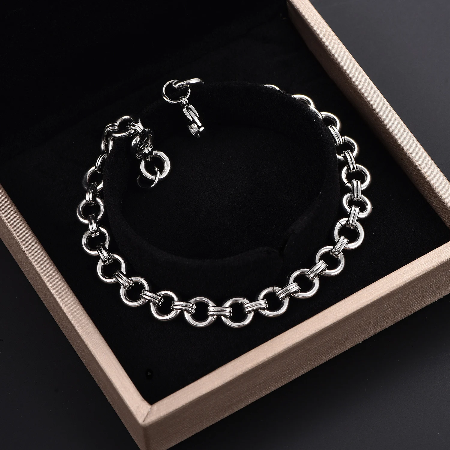 8MM Rundes Armband aus Edelstahl, O-förmige Glieder, versilberte Handkette, minimalistische Fußkettchen, Metallschmuck – Detail 3