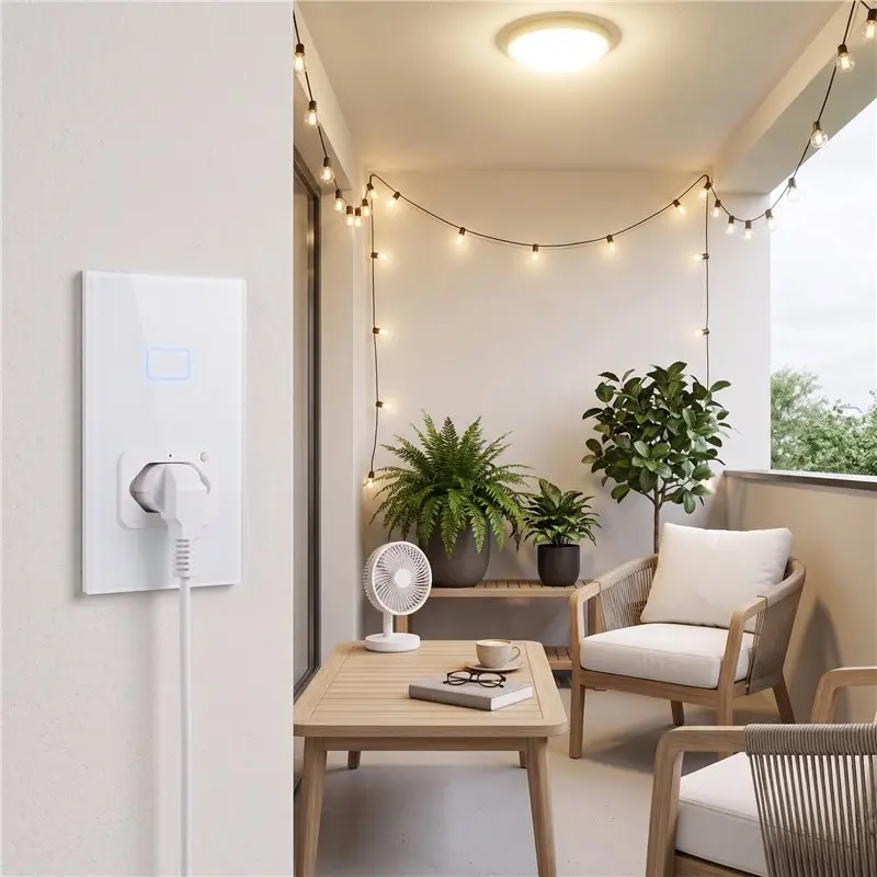 Smart Light Switch With Socket Tuya Wifi For BR Plug Works Smart Home Wall Switch And Smart Pane Switch In Brazil