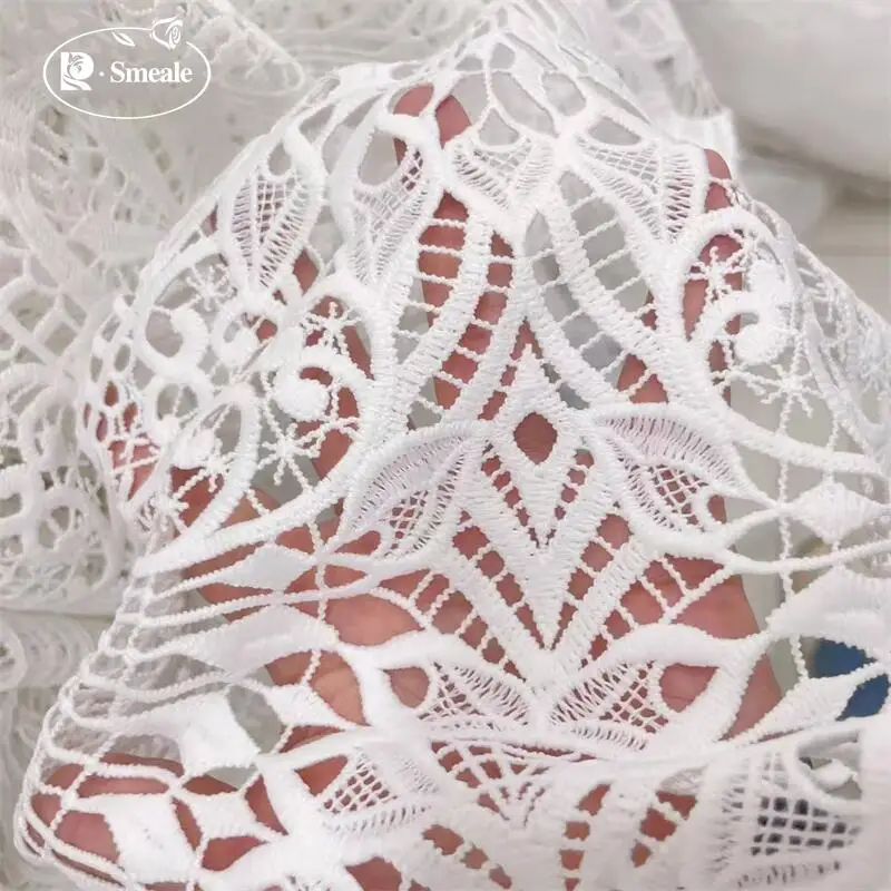 Stickerei hohler großer Schmetterling Jacquard Hochzeit Spitzenstoff. Stoff zum Nähen – Detail 4