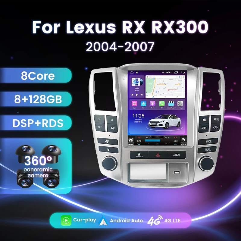 For LEXUS RX300 RX330 RX400h 2004-2008 Android Auto Carplay GPS Navigation Car Stereo Radio Multimedia Player Car Audio No DVD