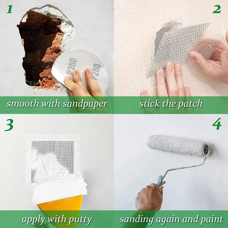 1Set Aluminum + Glass Fiber Wall Surface Repair Drywall Repair Kit With Scraper Sandpaper 6 Inches