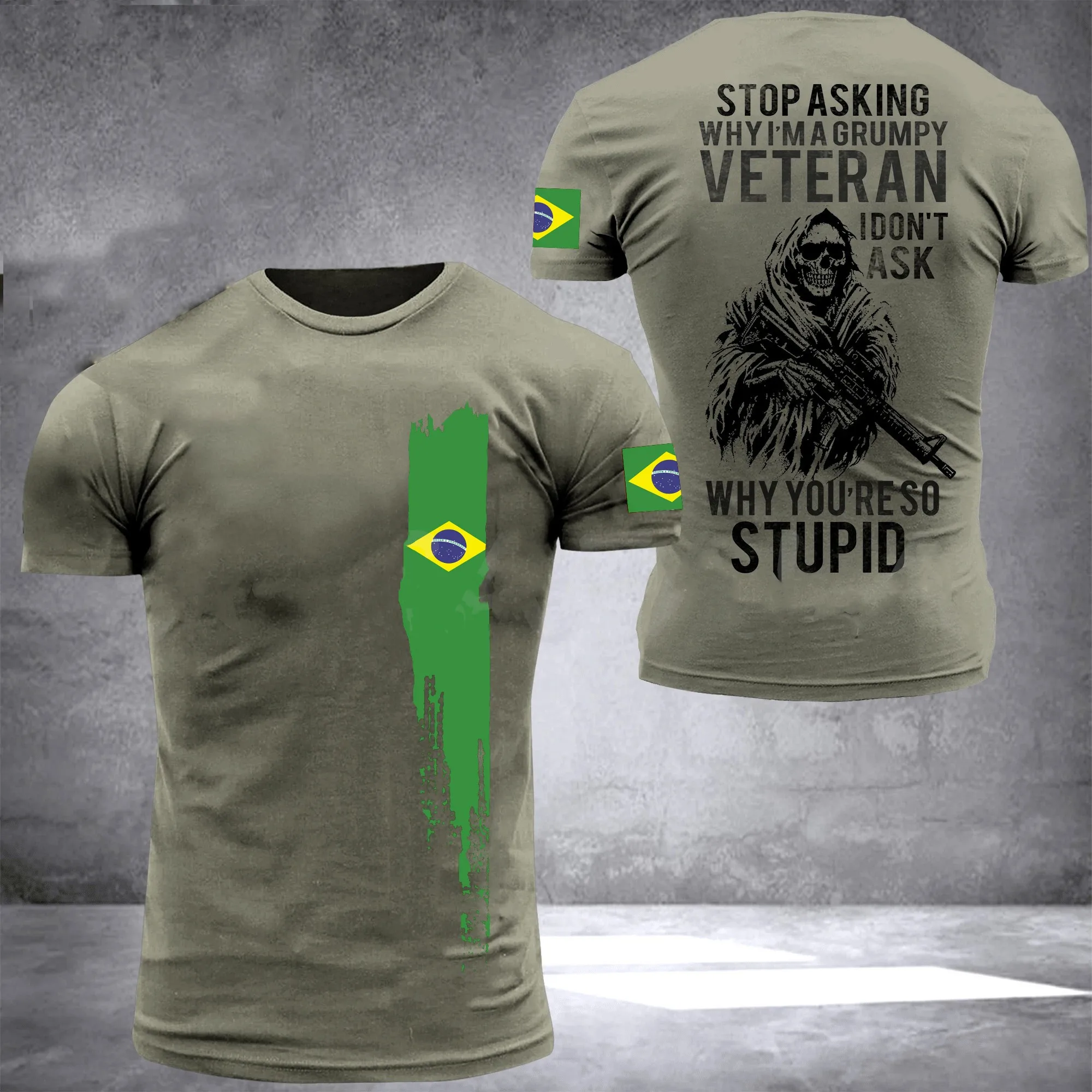 2021 Summer Veteran Men's T-shirt Spain Portuguese Brazilian Soldiers High Quality Special Forces 3D Printed Shirt Casual Top