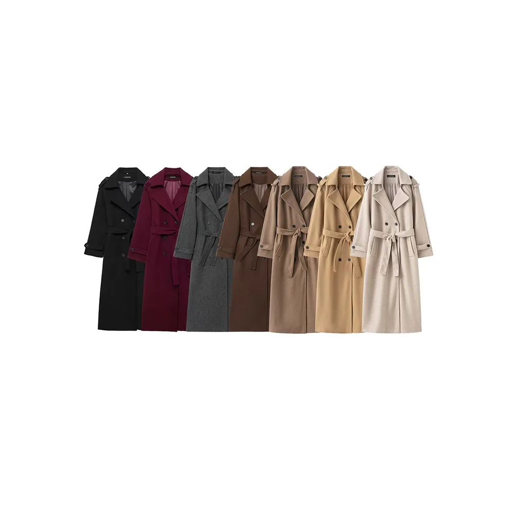 

Autumn new women's clothing fashion classic British style woolen double breasted trench coat jacket coat
