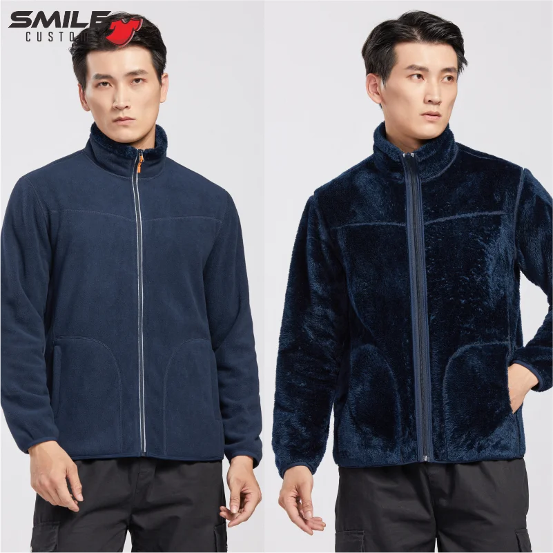 Winter New Double-Side Wear Jacket Custom Print Logo Men Casual Plus Velvet Thicken Sweatshirt Embroidery Brand Warm Coat Design