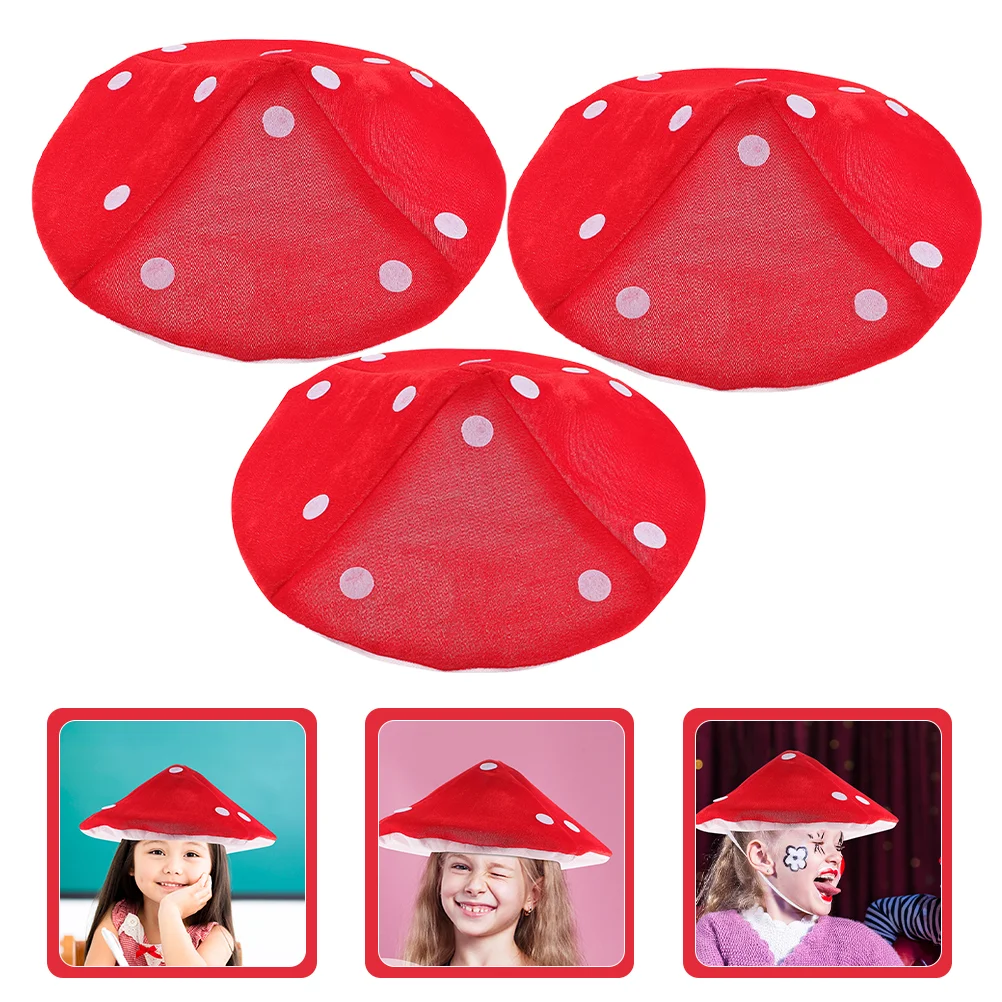 

3 Pcs Mushroom Hat Party Hats Costume Kids Headgear Cloth Cosplay Child Accessory