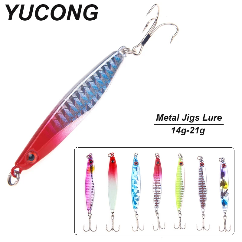 YUCONG 1PX Fishing Spoon Metal Lure 14g-21g Jig Fishing Lure Spoon Sinking Hard Bait Trolling Wobbler leurre duro cebo fisching