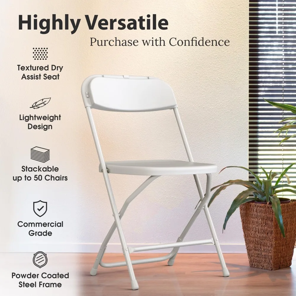 

4-Pack Foldable Stackable Plastic Chairs – 350 lbs Capacity Steel Frame Seats for Indoor/Outdoor & Commercial Events