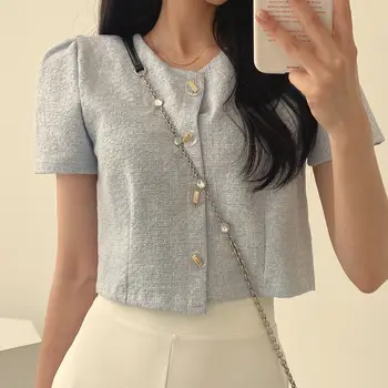 OCEANLOVE 女士短版西裝外套,純色,春夏韓版時尚甜美風,優雅別緻 10 最佳銷售 短版西裝外套 - №10