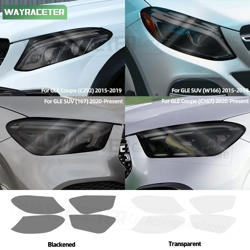 

Car Headlight Tint Smoked Black Protective Film Transparent TPU Sticker For Mercedes Benz GLE Class C292 Coupe C167 W166 W167