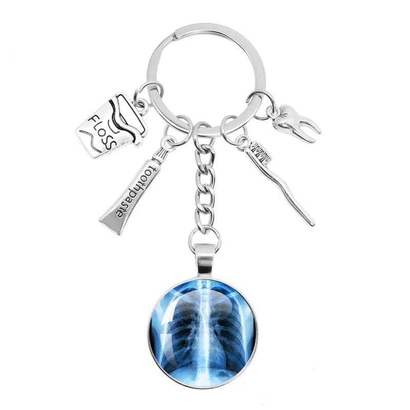 X-ray Film Keychain Human Body Image Picture Key Chain Accessories Health Medical Hospital Student Jewelry Gifts