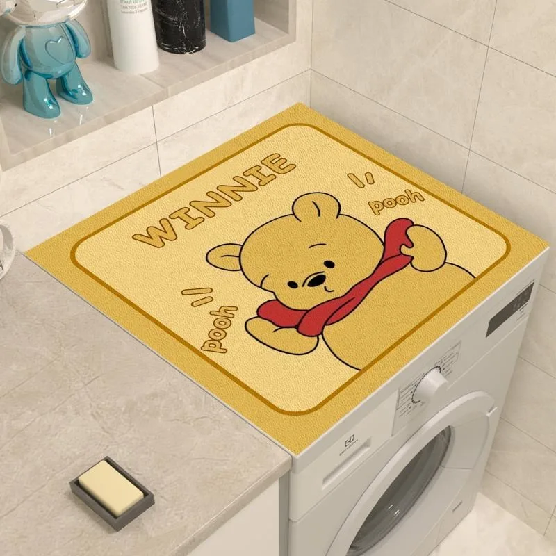 Disney Cartoon Winnie The Pooh Drum Washing Machine Dustproof and Waterproof Refrigerator Mat Bedside Table Anti-dirty Cover