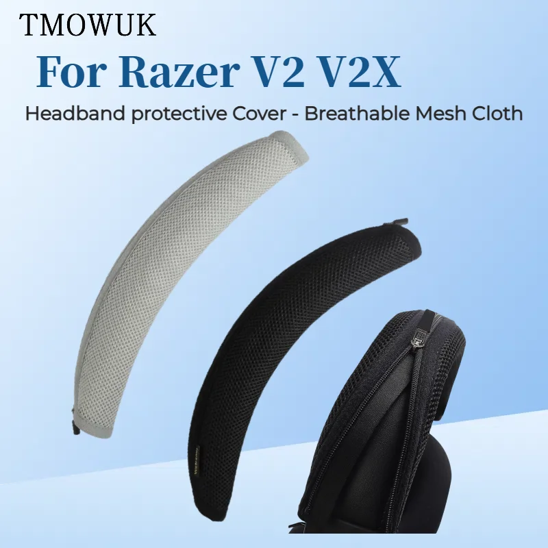 

For Razer V2 V2X Headset Protective Case Headband Protector Sleeve Breathable Mesh Cloth Zipper Headphone Head Beam Cover